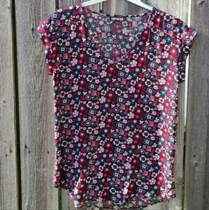 Express Floral Blouse with Cap Sleeves